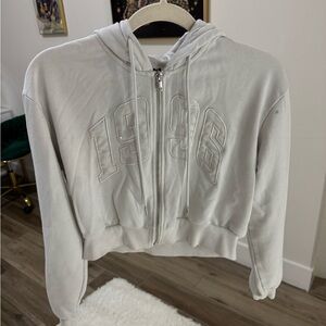 Divided Light Gray Zip-Up Hoodie with 1996 Detail cropped